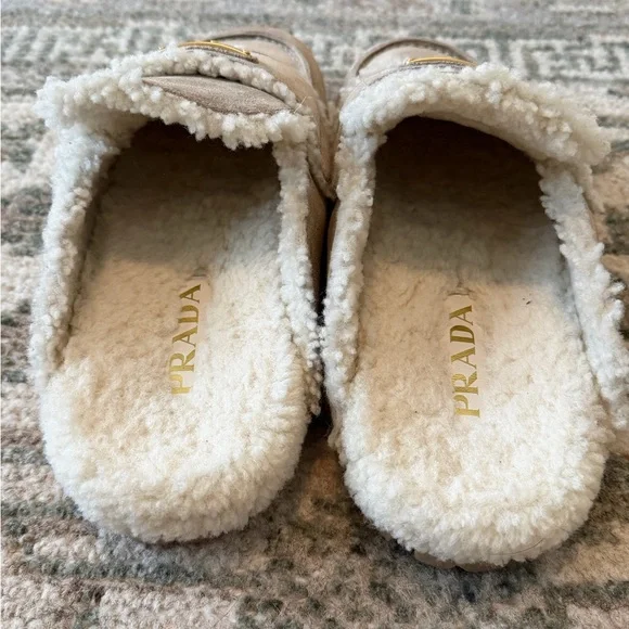 Prada Suede and Shearling Mules - Picture 7 of 11